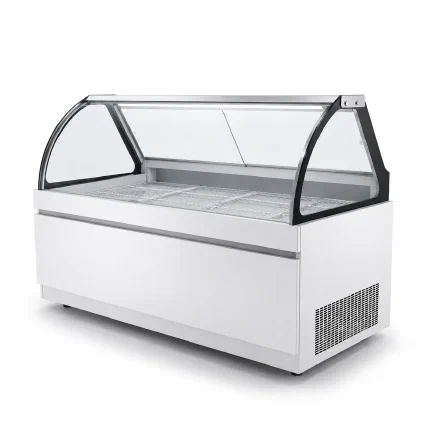 Curved Glass Meat Display Case with Under Storage - SH Series