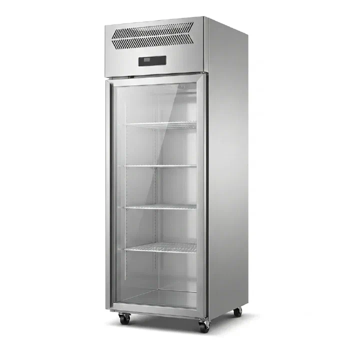 Single Door Stainless Steel Upright Refrigerator with Glass Door