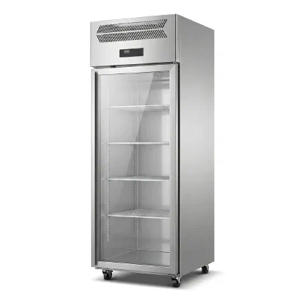 Single Door Stainless Steel Upright Refrigerator with Glass Door