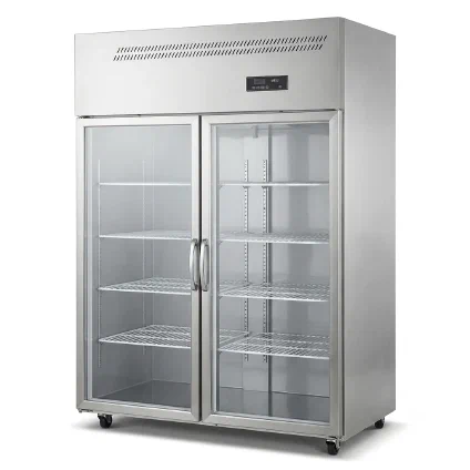 2 Door Stainless Steel Upright Refrigerator with Glass Door