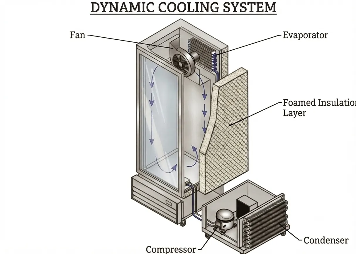 Cross-sectional view of forced air cooling