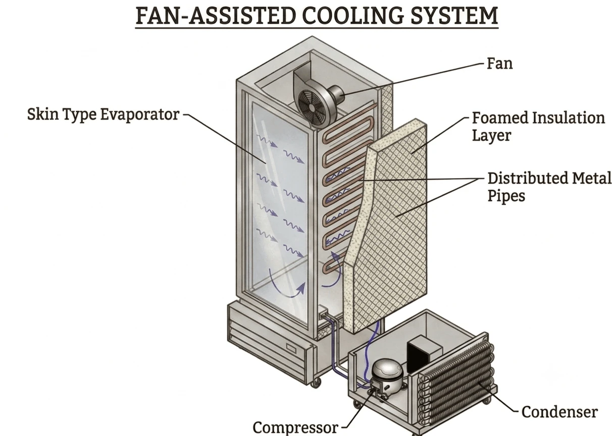 Cross-sectional view of fan-assisted cooling